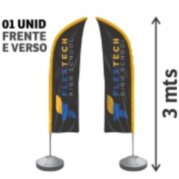 Wind Banner Completo com Base, Bandeira e Haste 3 metros